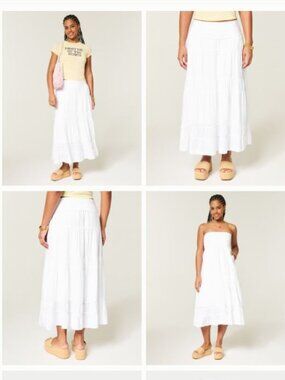 Hollister 2-in-1 Convertible Maxi Skirt to Midi Dress in White, Size XL